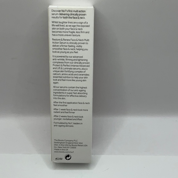 No7 Restore & Renew Face,& Neck Multi Action serum 30ml New in Box! Original - Picture 3 of 5